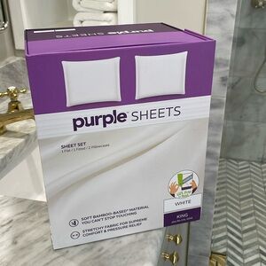 Purple bamboo king size sheet set